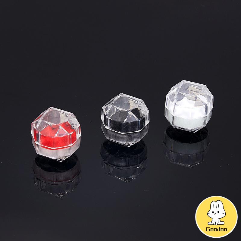 4cm * 4cm Transparan Kotak Cincin Kristal Kotak Cincin Akrilik Kotak Perhiasan Anting -Doo