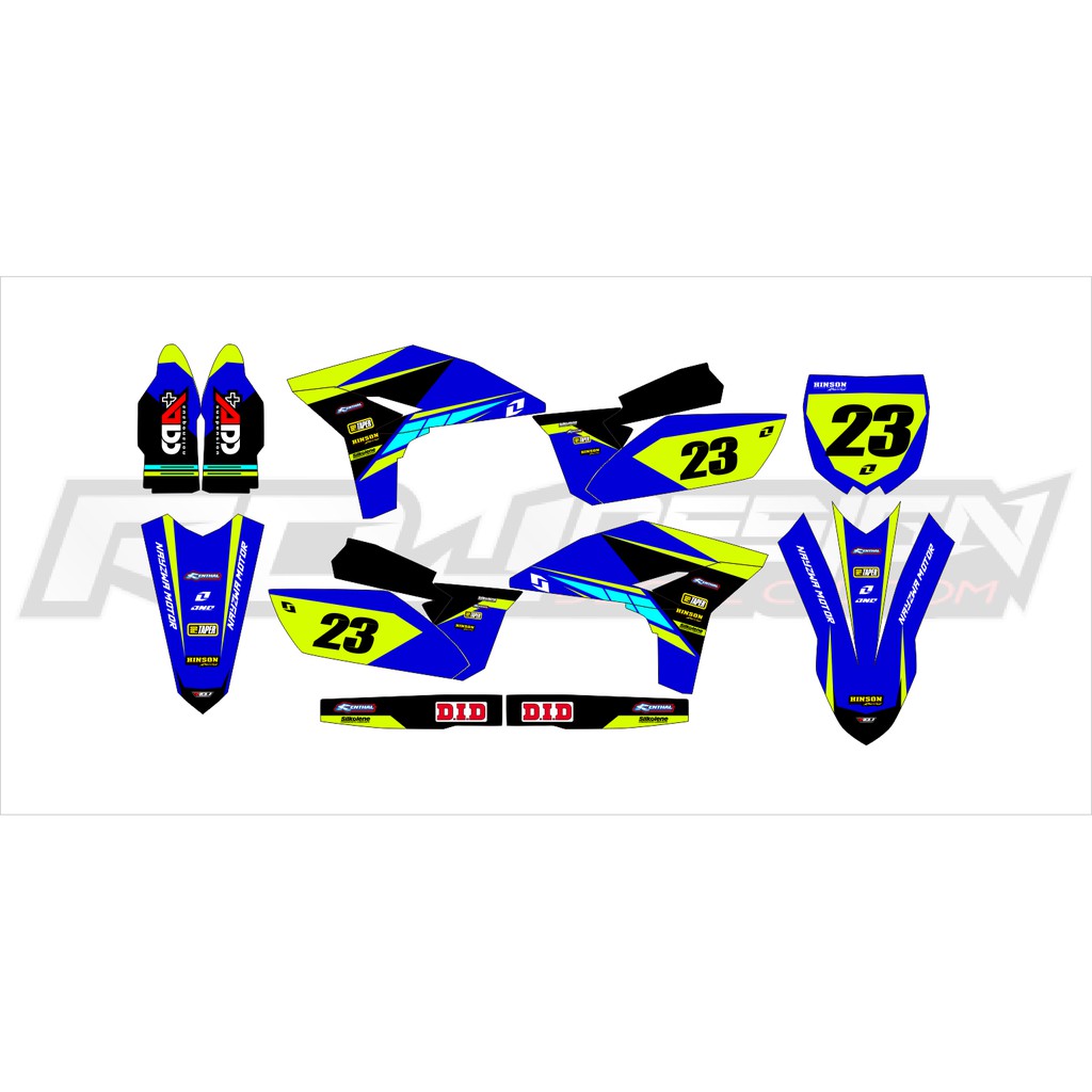 DECAL STICKER YZ 250 F 2010 (003) DEKAL STIKER 2011 2012 2013 HITAM BIRU KUNING