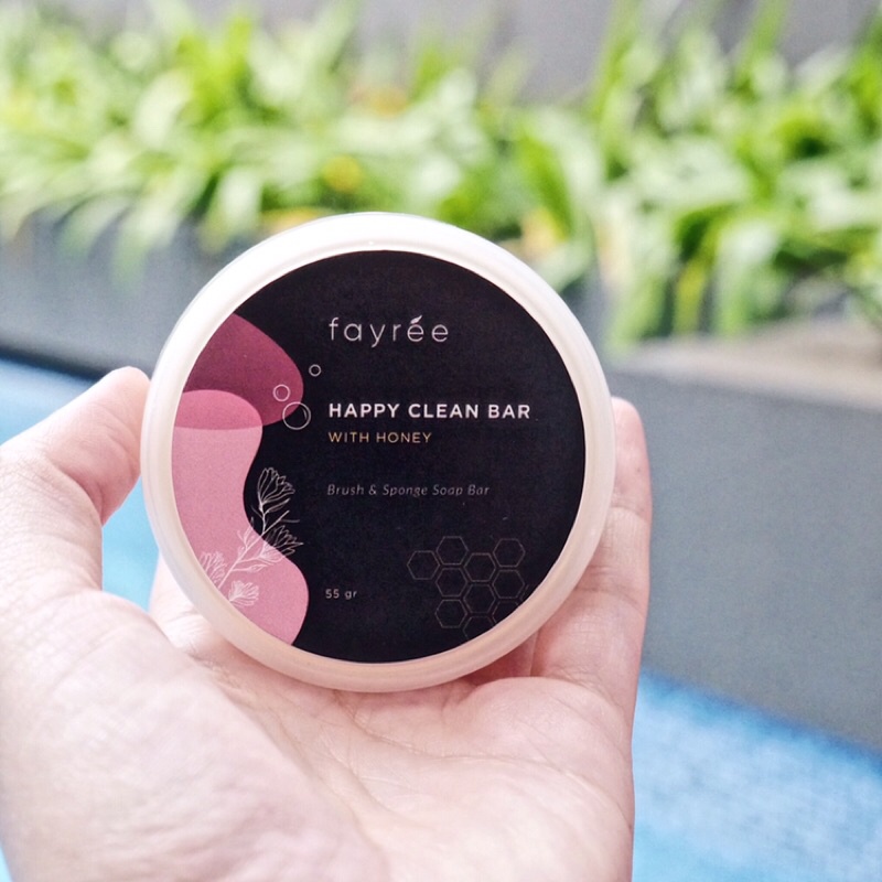 Fayree Happy Clean Bar With Honey / Sabun Kuas dan Beauty Blender / Brush &amp; Sponge Soap Bar Cleanser