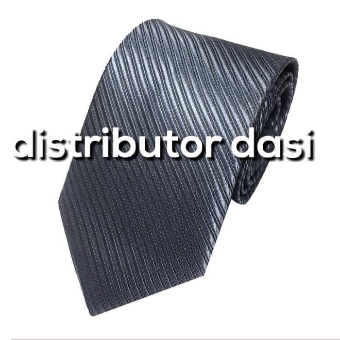 Dasi Pria Abu Tua Motif Salur 3 Inch 8 cm polyester premium ready stock