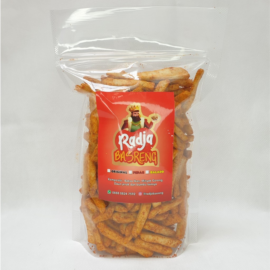 Radja Basreng Stik Baso Goreng 250 Gram Pedas Original Asin Dengan Daun Jeruk-2