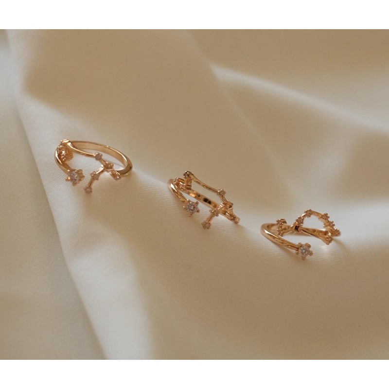 Ark.co - Rasi Bintang ring / cincin permata rhinestones zodiac constellation celestial