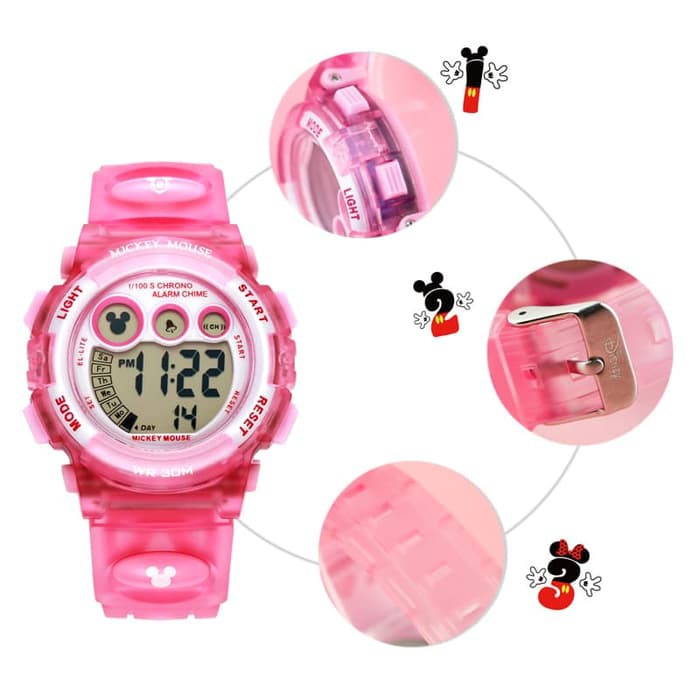MICKEY MOUSE MS15030P DISNEY  JAM TANGAN ANAK SPORTS PINK ORIGINAL