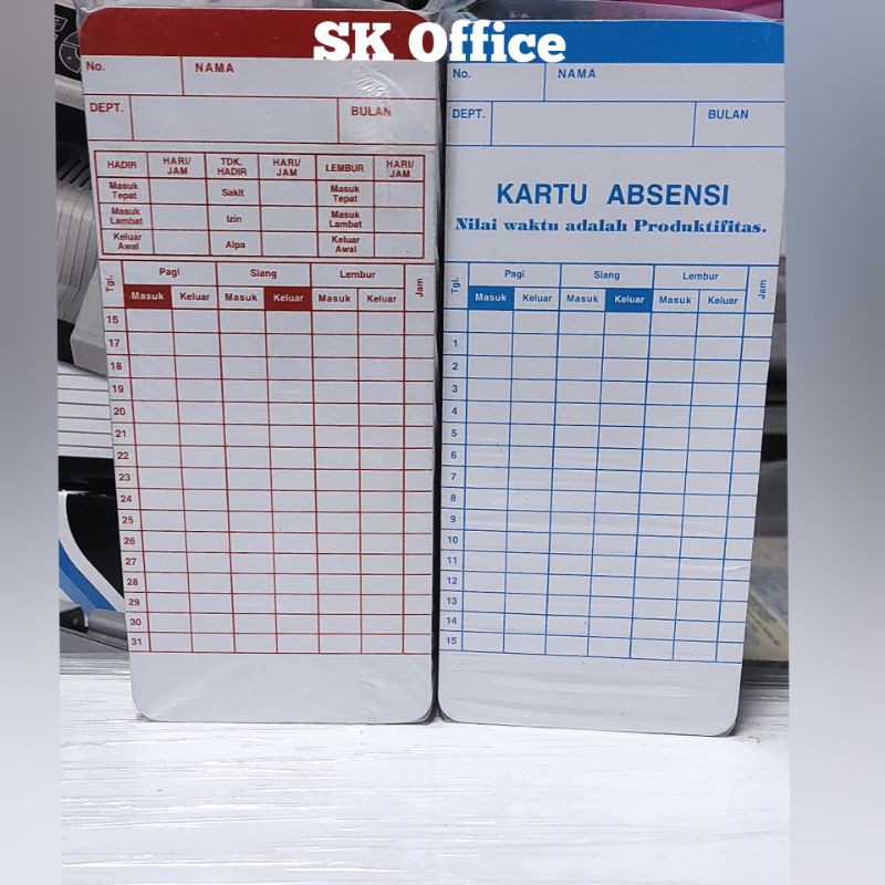 

Kartu Absensi Warna isi 100 lbr Kartu Amano Promaxi Timetech