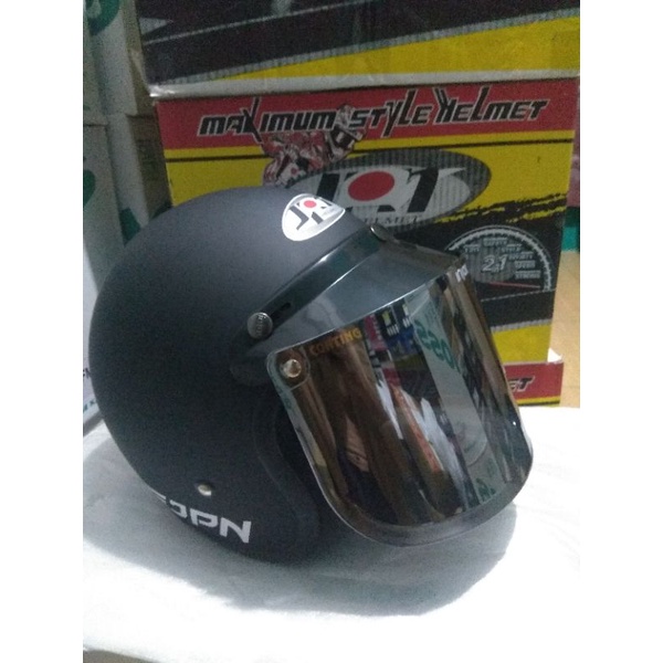HELM JPN BOGO RETRO ARC HITAM DOF HELM DEWASA "MURAH" ENTENG "ORIGINAL" "BARU"