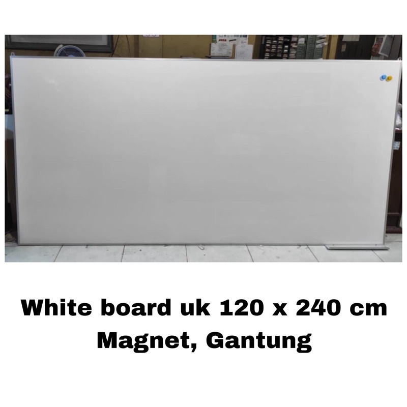 

White board uk 120 x 240 cm Papan tulis gantung magnet Whiteboard baru