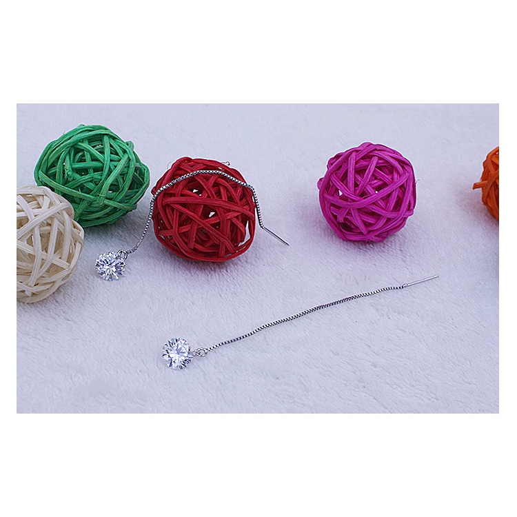 Anting Perak 925 Wanita Zirkon Kawat Telinga Berlian Longgar Perhiasan Fashion