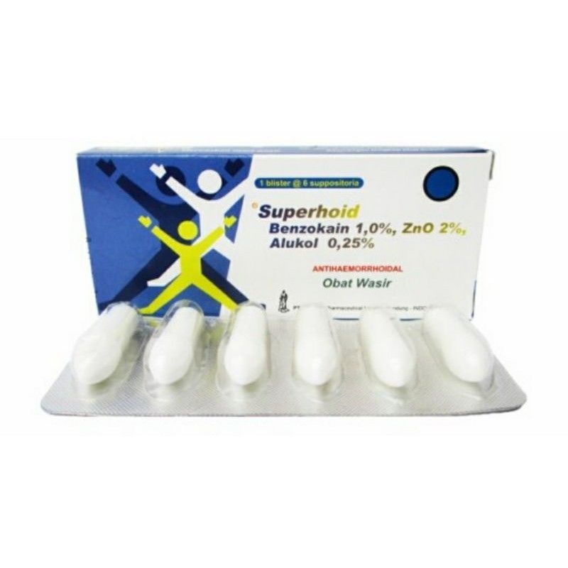 Superhoid Suppositoria Anti Hemoroid / Obat Wasir / Ambeyen kemasan pak isi 6 supp
