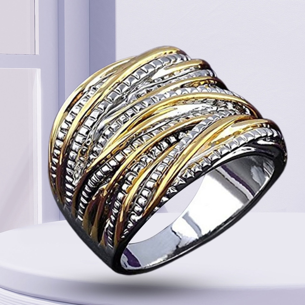 Hu Hu Hu Hu Hu Alat Bantu Pasang Kacamata♡ Cincin Pernikahan Multi Layer Warna Gold Hias Kristal Gaya Mewah Untuk Wanita