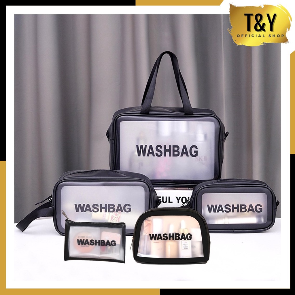 T&amp;Y Tas Kosmetik Transparant WASHBAG Pouch Travel Make Up Bag Organizer Dompet Kosmetik Toiletry Waterproof Pouch Kosmetik Transparant Travel