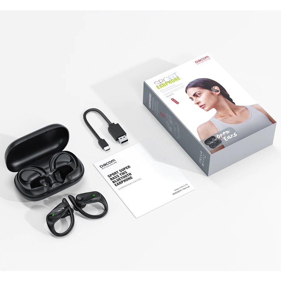 DACOM BoneBuds X1 - TWS Bluetooth 5.3 Bone Conduction Earphone - Earphone Bluetooth dengan Desain Bone Conduction Terbaru dari DACOM