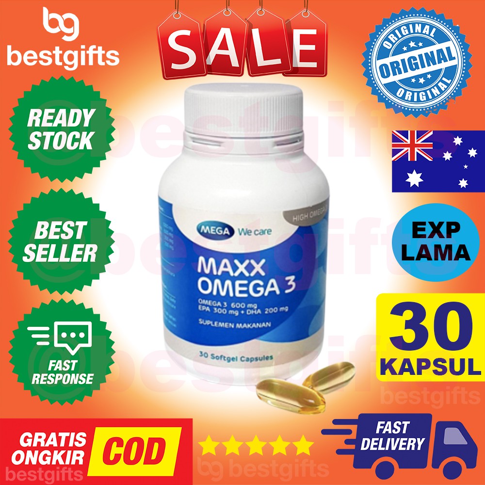 MEGA WE CARE MAXX OMEGA 3 FISH OIL MAX MINYAK IKAN KECERDASAN FUNGSI OTAK ANAK KOLESTEROL 30 KAPSUL