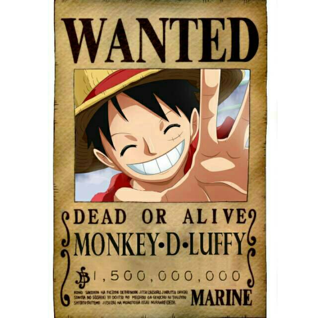 Poster Buronan Monkey D Luffy One Piece Laminasi Laminating