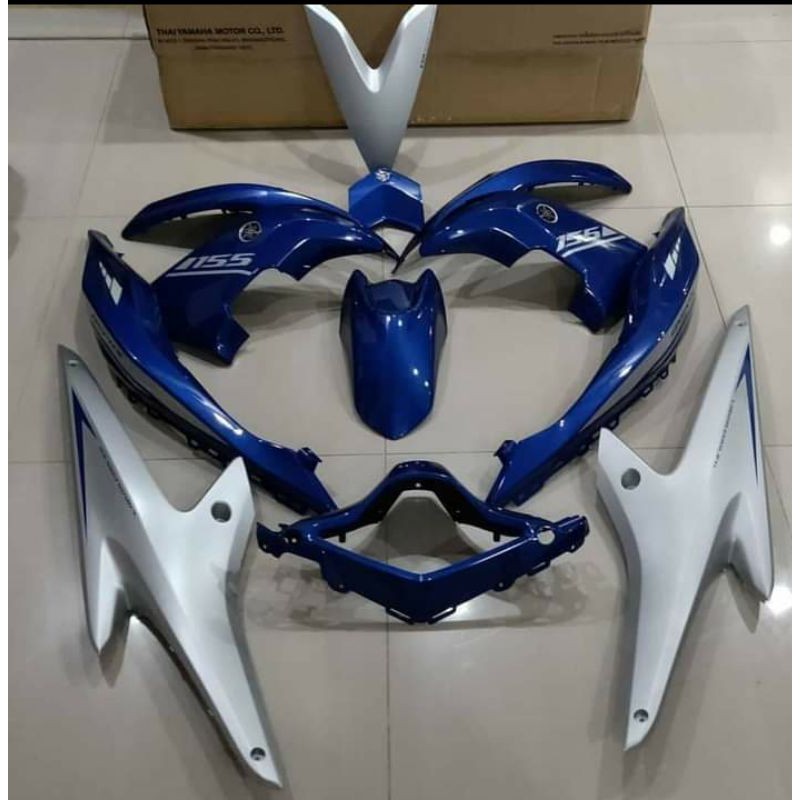 full set body halus aerox 155 lama biru original yamaha tanpa stiker polos