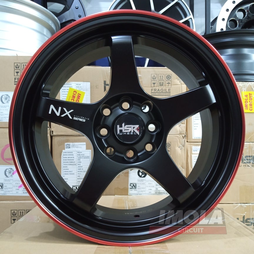 Jual velg mobil jazz yaris murah ring 16 HSR wheel KAILOLO baut 4x100 dan 4x114,3 Hitam lis merah r1