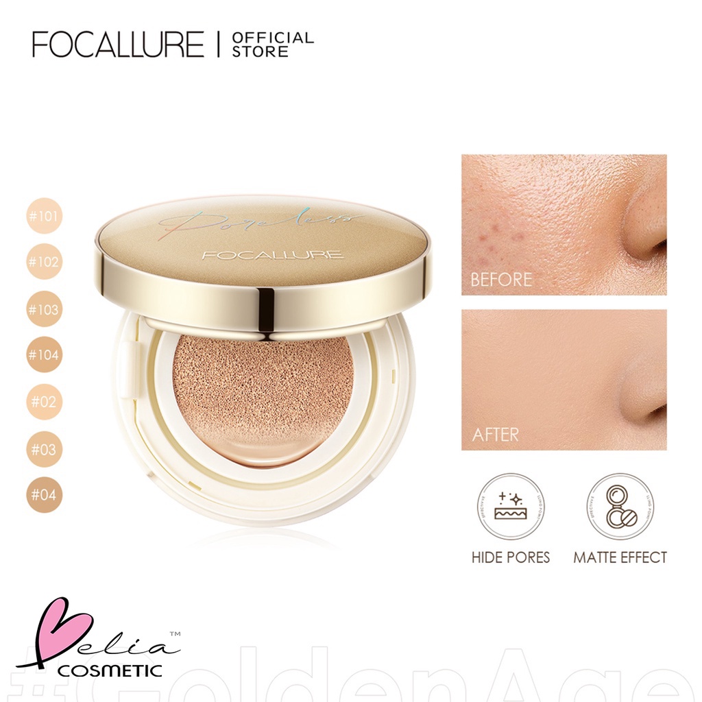 ❤ BELIA ❤ FOCALLURE Poreless Matte Air Cushion Foundation FA198 | BB Cushion Full Coverage Waterproof Foundation | BPOM