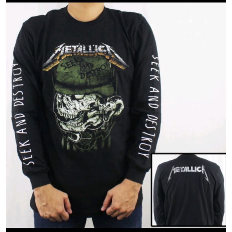 KAOS DISTRO MUSIK METAL SEEK AND DESTROY TANGAN PANJANG