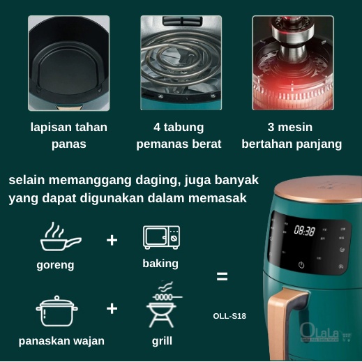 Air Fryer 6Liter Mesin Penggoreng Tanpa Minyak OLL-S18-6L