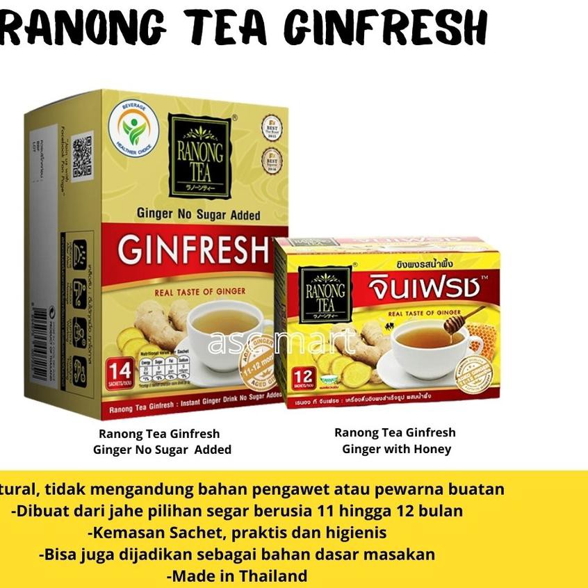 

TERLAKU.! Ranong Tea Instant Ginger Drink No Sugar Added 4W1