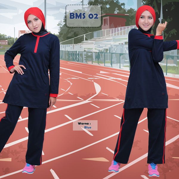 Baju Celana Senam Setelan Olahraga Muslim Training Wanita Remaja Dewasa Believe BMS 02