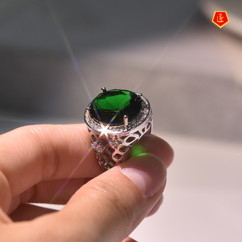 [Ready Stock]Classical Luxury Colored Gems Ring 925 Silver Jewelry