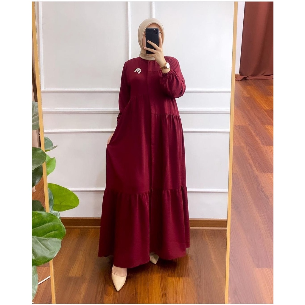 (MSB) GAMIS AMEENA RUFFLE DAILY BUSUI DRESS AIRFLOW CRINCLE