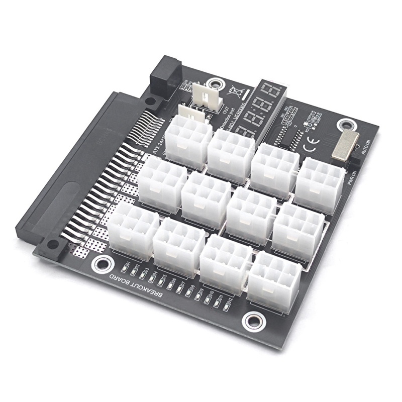 Btsg Server PSU Papan Konversi Daya 12port 6pin Adapter Card 12V Graphics Power Supply Board Untuk Tambang BTC