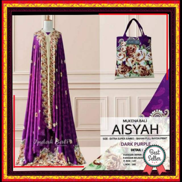 FASHION MUSLIM MUKENA BALI AISYAH RAYON MOTIF BORDIR JUMBO MODEL TERBARU GROSIR MURAH