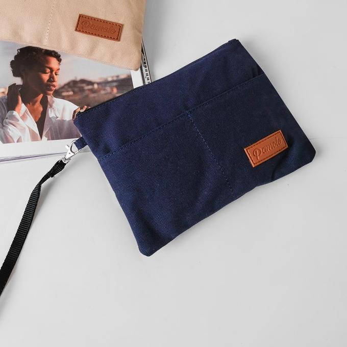 ✶ Pamole - Pouch Kekinian Bahan Kanvas Penutup Resleting ☀