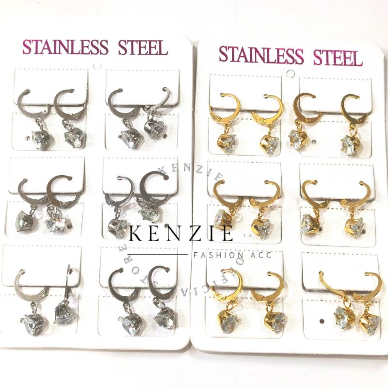 Anting Deasy Titanium isi 6 Pasang Permata Diamond 8MM