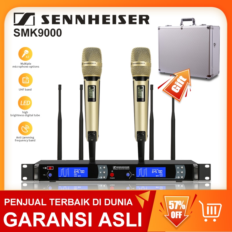 NEW BAXS SKM9000 Mikrofon Nirkabel Satu untuk Dua 2 Mikrofon Genggam UHF True Diversity 4 Antena Jarak Penerimaan 400M UHF FM KTV Bar Party Band Performance Menggunakan Peralatan Audio Profesional asli