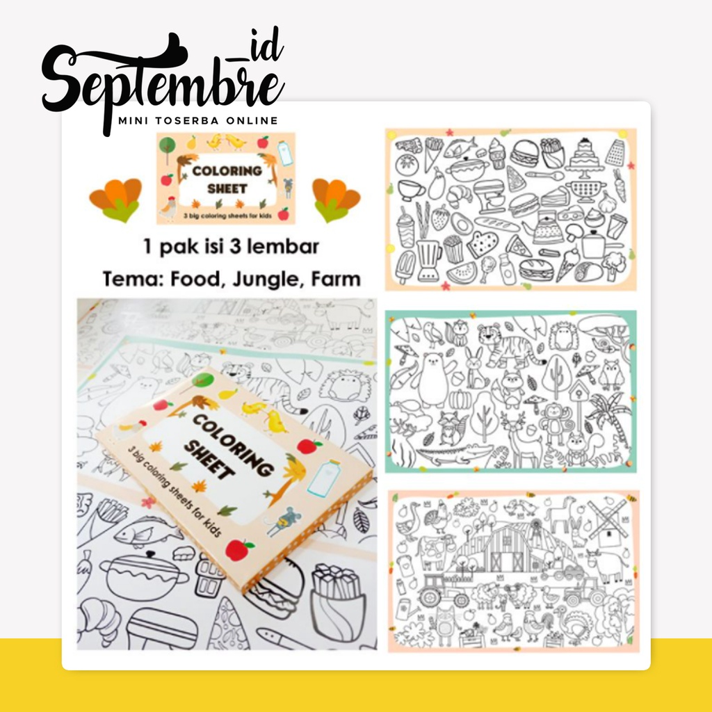 

Kertas Mewarnai Anak Ukuran Besar 48x32 cm Big Coloring Sheets Lembar Mewarnai Anak