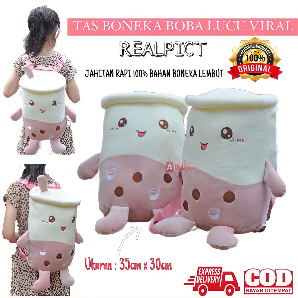 ( BISA COD ) PROMO TAS RANSEL ANAK BENTUK BOBA / TAS PUNGGUNG BONEKA BOBA / TAS ANAK BONEKA BOBA LUCU BAHAN LEMBUT / TAS BENTUK BOBA LUCU