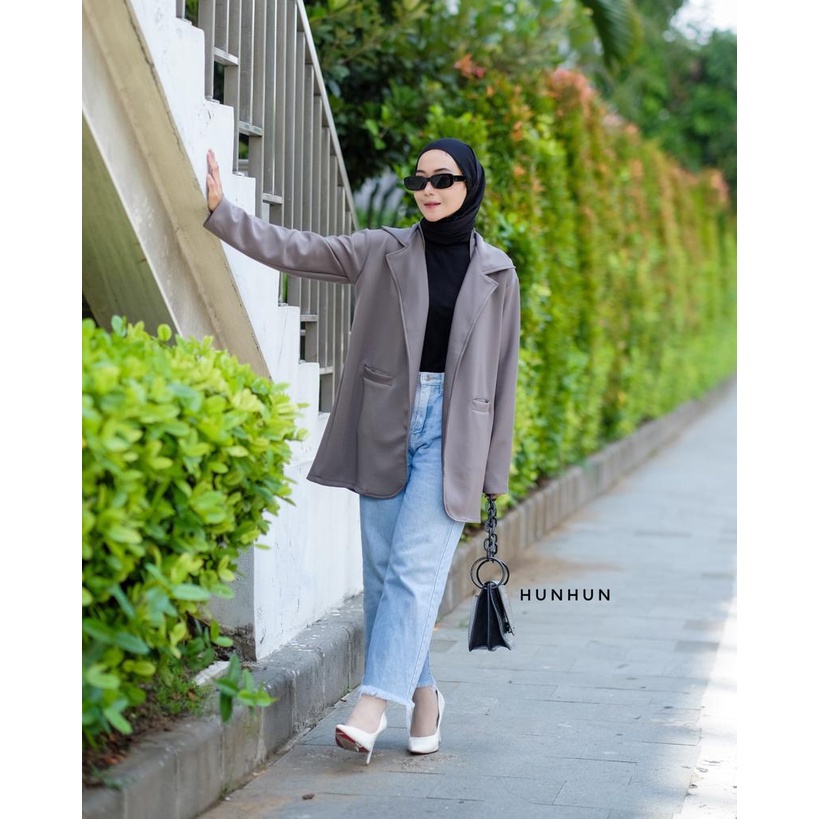 CUCI GUDANG!! Alba Blazer Outer Blazer Basic Scuba Atasan Kerja Wanita Outer Polos Murah Korean Look  Pusatgrosir_solo