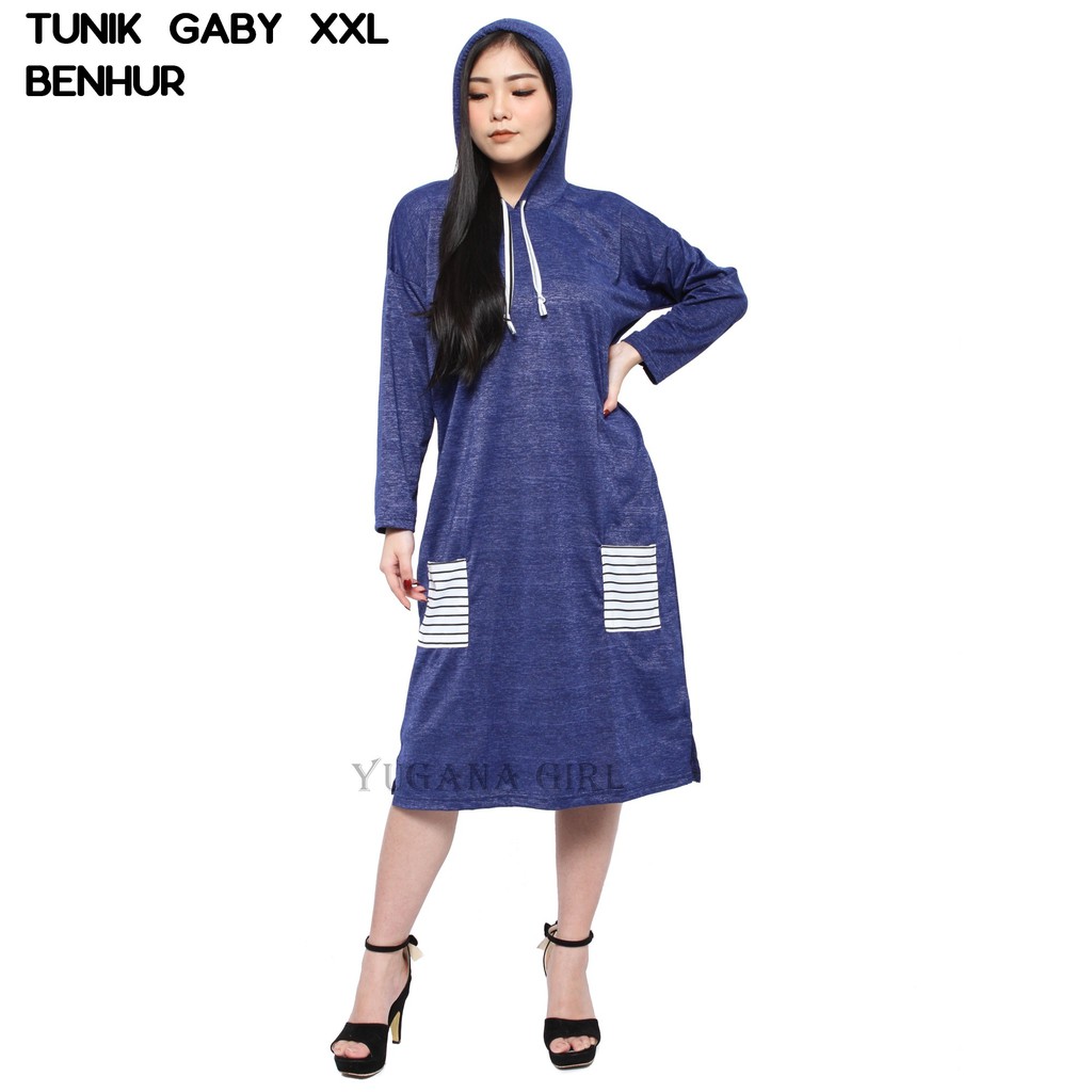 BL - 13A - GABY Atasan Tunik Hoodie XXL Jumbo Lengan Panjang Murah Kekinian