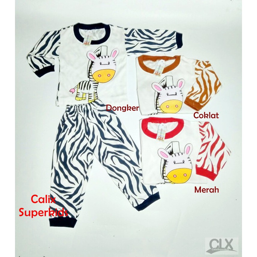 Piyama Anak Baby 1-3Thn Zebra White  Baju Tidur Setelan Laki Laki Perempuan