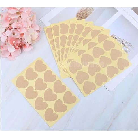 Paper Tags Sticker Label - Blank Heart Kraft Paper (1sheet/12pcs)