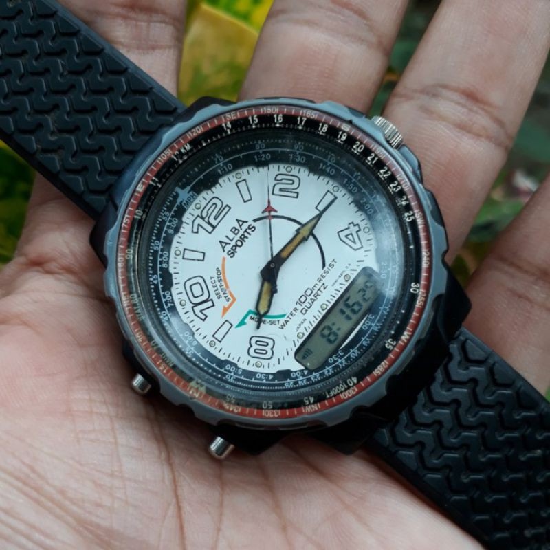 Jam tangan Alba Pilot Dual Time Original rare item