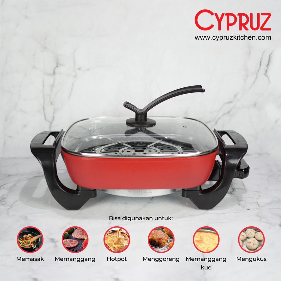 Cypruz Multicooker + Steamer / Wajan Marble Listrik + Kukusan KL-0911