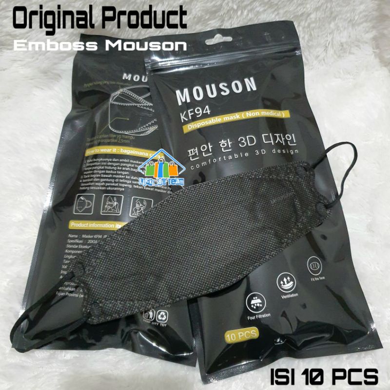 Masker KF94 4 Ply Mouson Hitam Masker Korea KF 94 Black Evo Kemenkes