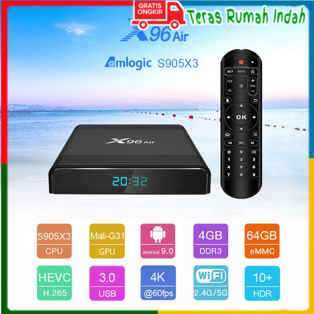 Vontar X96 Air Smart TV Box BISA TV TABUNG Set Top Box STB Android 9.0 4K 4/32GB