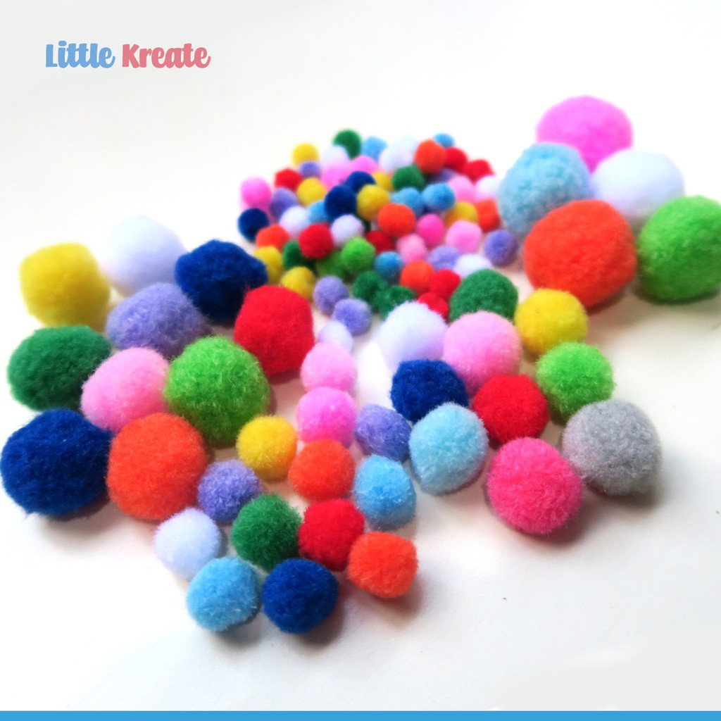 Little Kreate - Kerajinan Tangan Prakarya - Bola Pompom / pom pom - Sensory Play