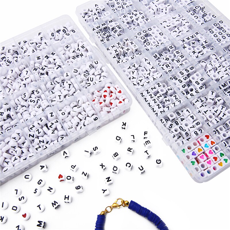 1120/1400 Pcs 6X6 Mm Square &amp; 7Mm Datar Bulat Bahasa Inggris Huruf Alfabet Manik-manik Kit Kotak Set untuk Gelang Kalung DIY Perhiasan Aksesori