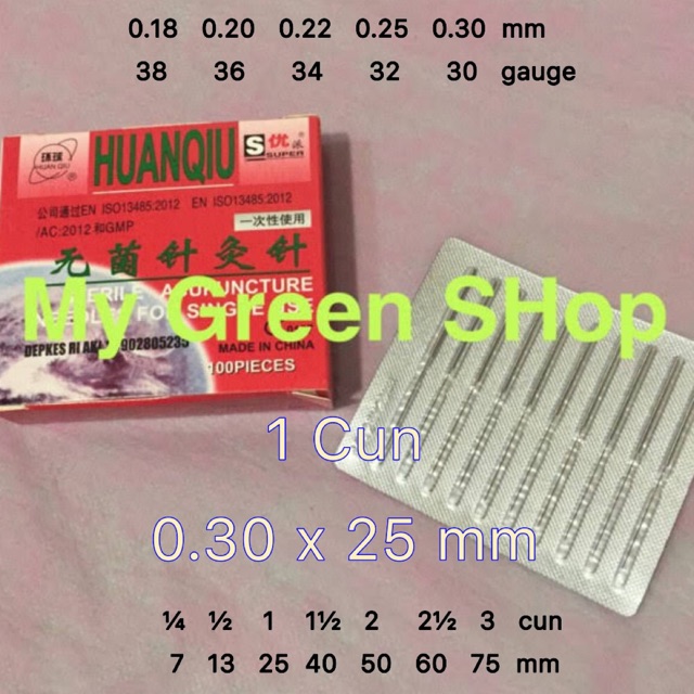 Huanqiu Super 1 Cun 0.30x25mm Jarum Akupuntur