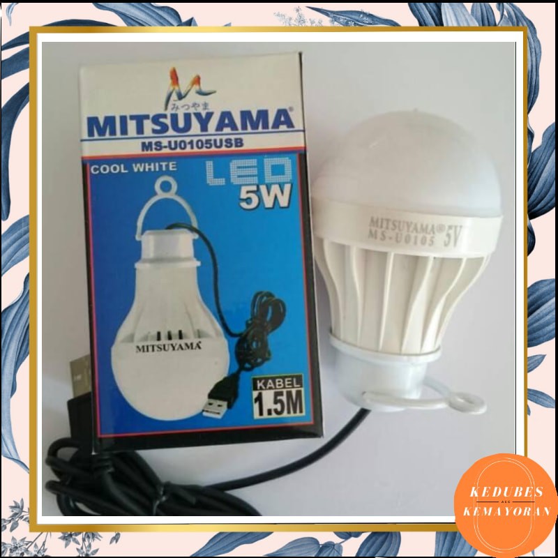 Lampu Led Emergency Mitsuyama 5watt / Bohlam Led Kabel USB 5 watt