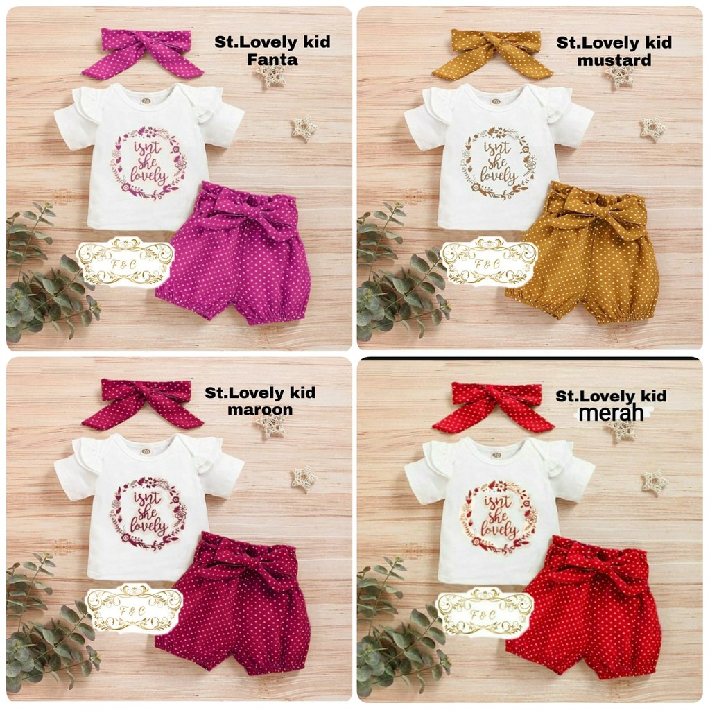 PCS SET LOVELY KID BAHAN BABYTERRY FE 3 UKURAN S M L