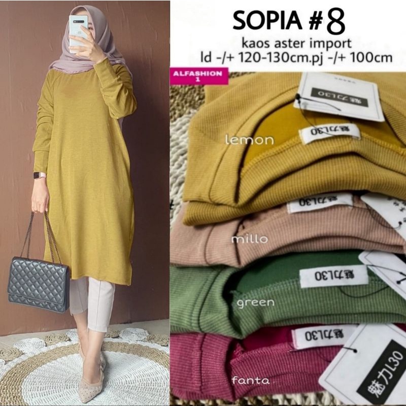 Baju Atasan Jumbo Sopia Tunik Bahan Kaos Aster LD 120-130