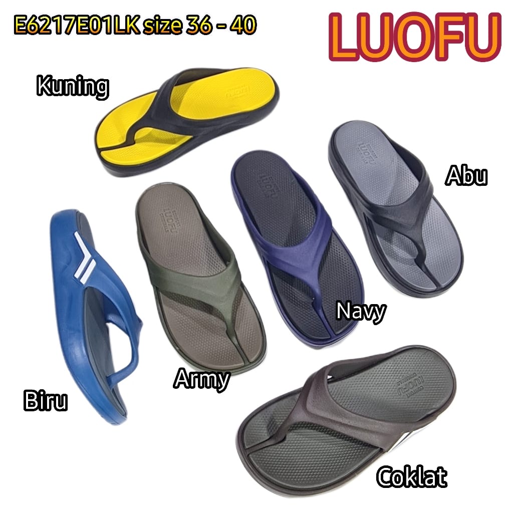 LUOFU ORIGINAL jelly sandal karet empuk murah pria sepatu sendal jepit cowok unisex ABG import E6217E01LK