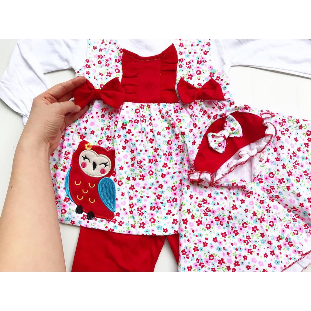 Sweety owl Setelan Gamis Baju Muslim Hijab Lucu Fashion Anak Bayi Perempuan Cewek Terlaris Terbaru