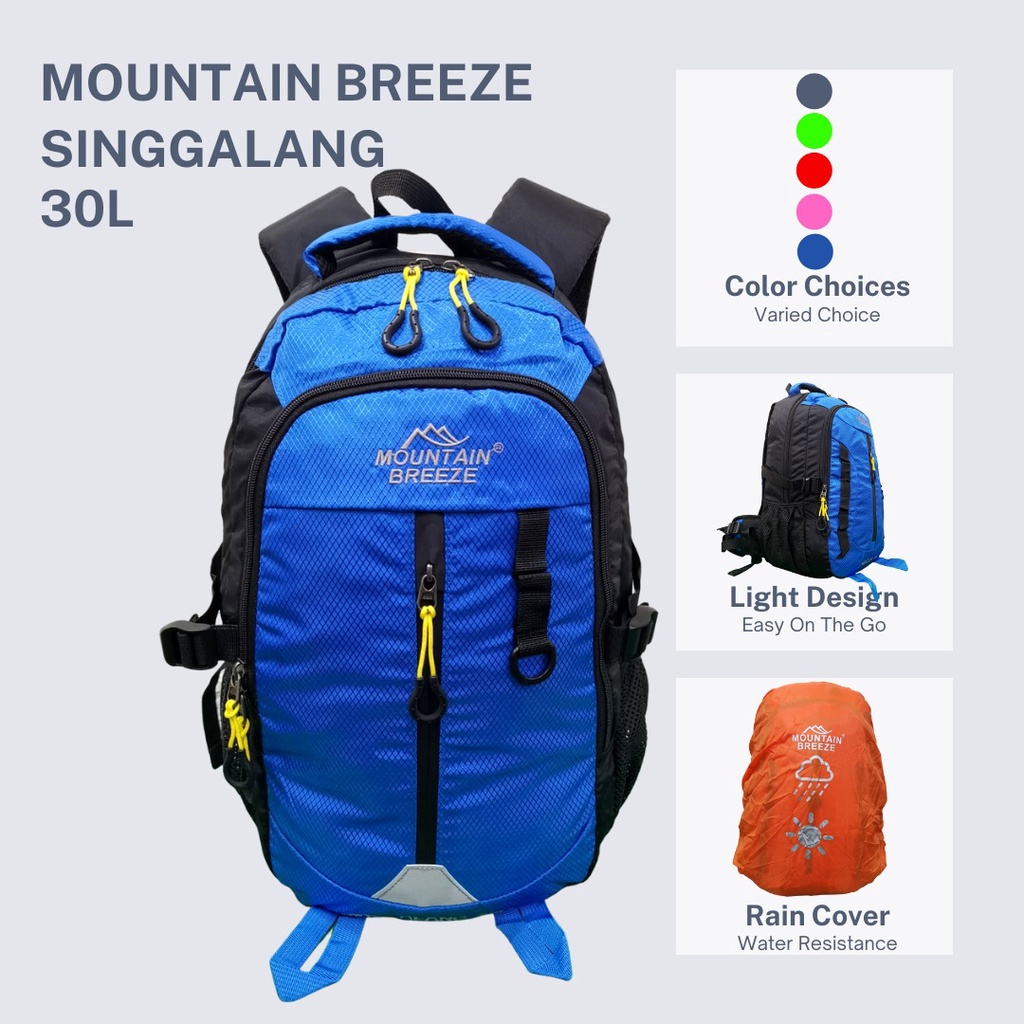 Tas Ransel Laptop HIGHLAND MOUNTAIN BREEZE SINGGALANG FREE Rain Cover 32L 990003 Tas Ransel Laptop Original Tas Pria